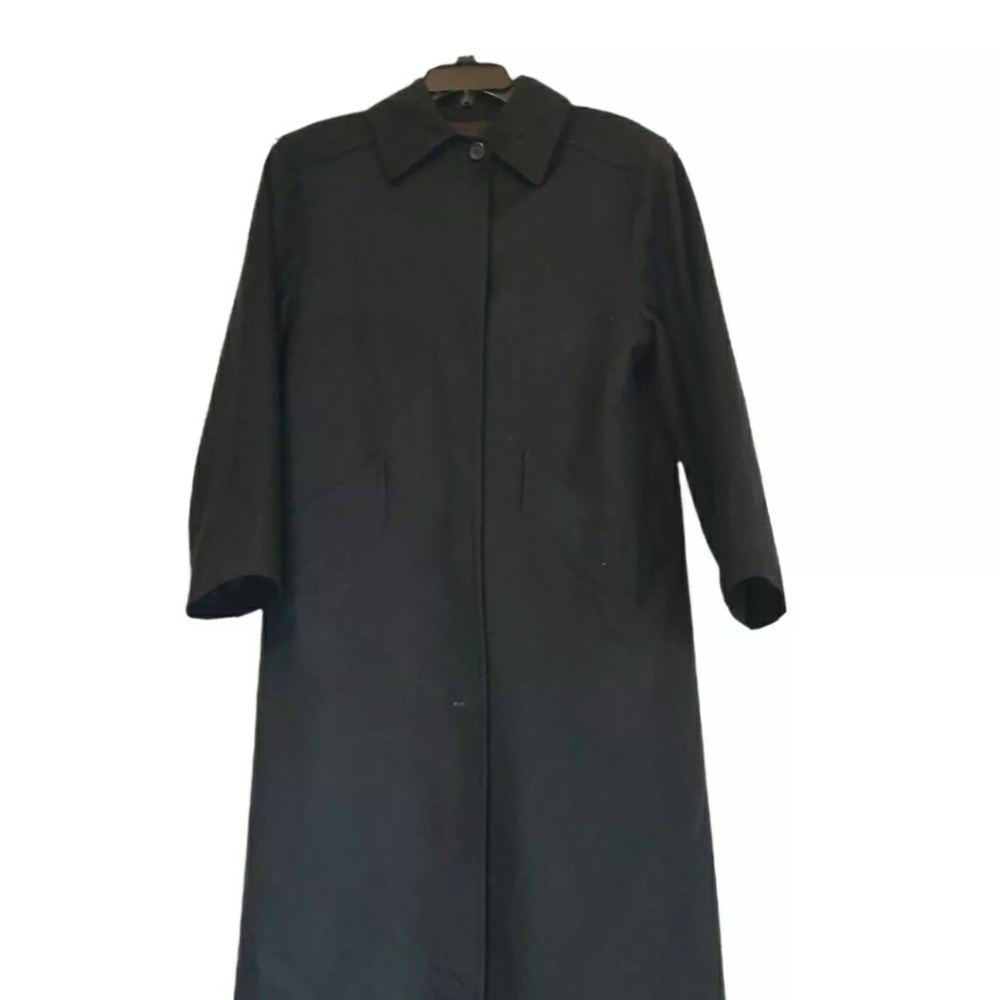 Vintage Pendleton  OverCoat Long Jacket 100% Virgin Wool Womens 8 Black USA*